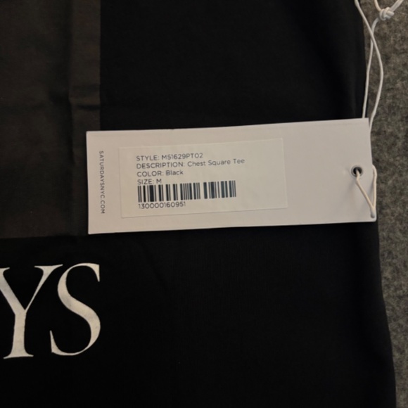 SATURDAYS NYC 2017 "Chest Square Tee" Black S/S T-Shirt - Picture 5 of 9